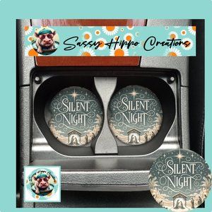 Car Coasters Silent Night Nativity Holy Family Christmas Set of 2 Neoprene